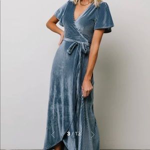 COPY - COPY - Baltic Born Andi Ribbed Velvet Wrap Dress - Blue